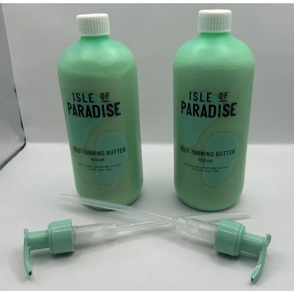 2 Isle Of Paradise Self Tanning Butter Hello Golden Glow 16.9 Fl Oz New + Pump - Picture 1 of 11